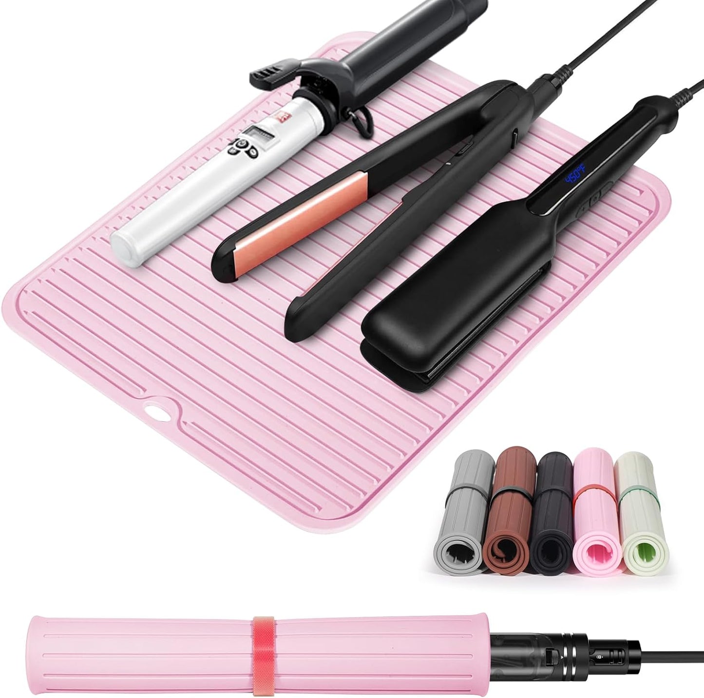Heat Resistant Silicone Mat for Hair Styling Tools - Protects Surfaces | Ideal for Curling Irons & Flat Irons