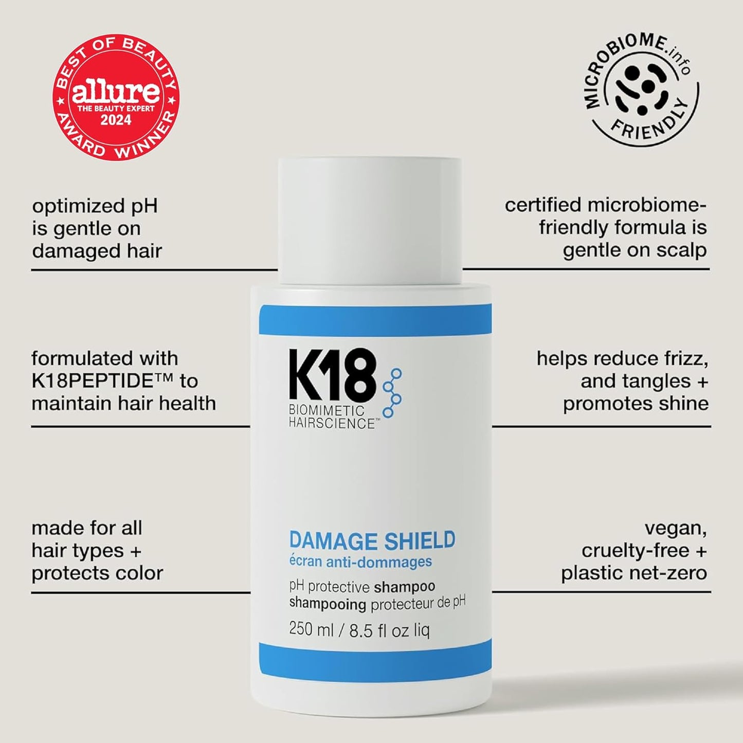 K18 Damage Control Trio - Damage Shield Shampoo, Conditioner & 4-Minute Hair Mask | Color-Safe Repair Set