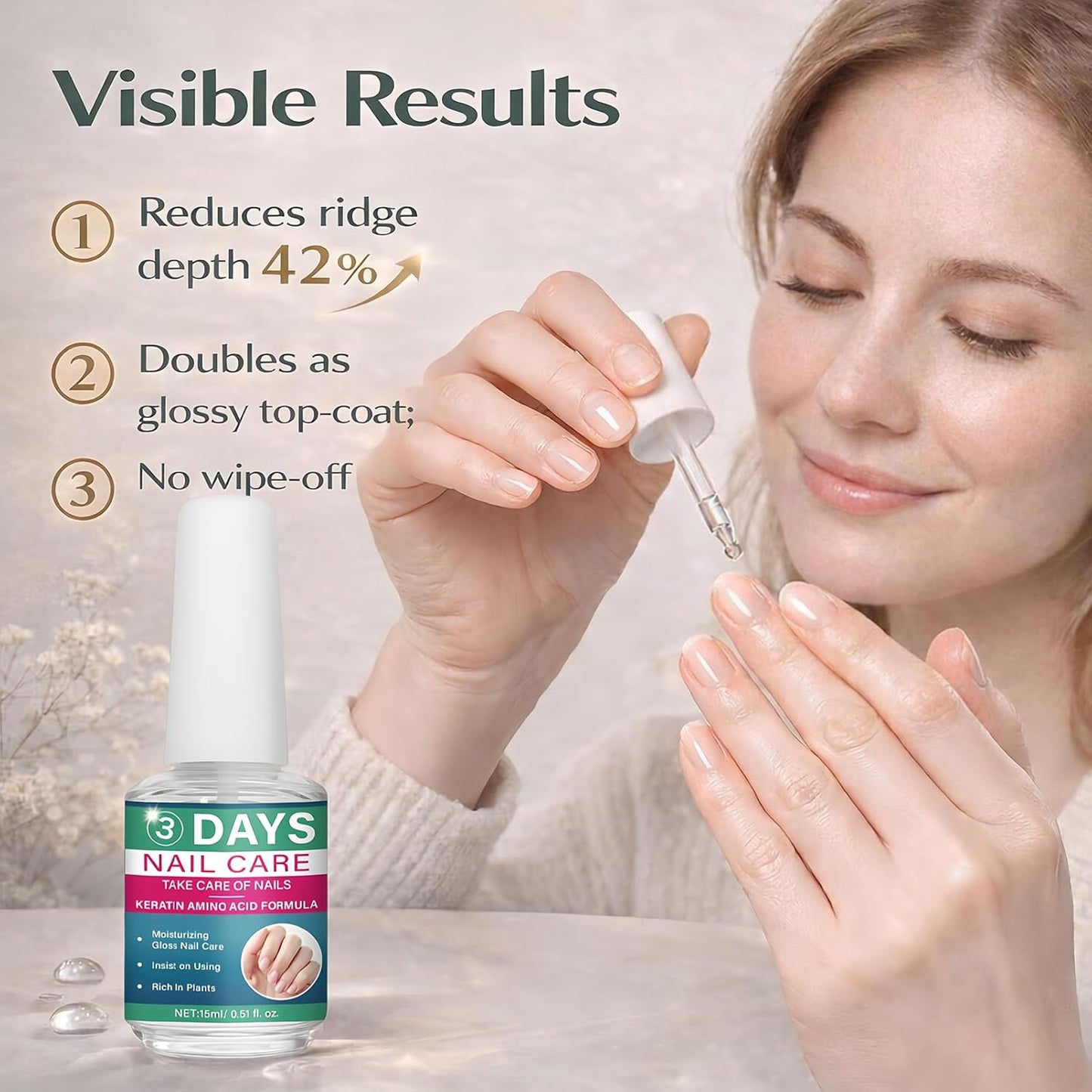 Nail Strengthening & Hydrating Oil - Clear Daily Care Solution for Weak Nails | 15ml Natural Gloss Finish