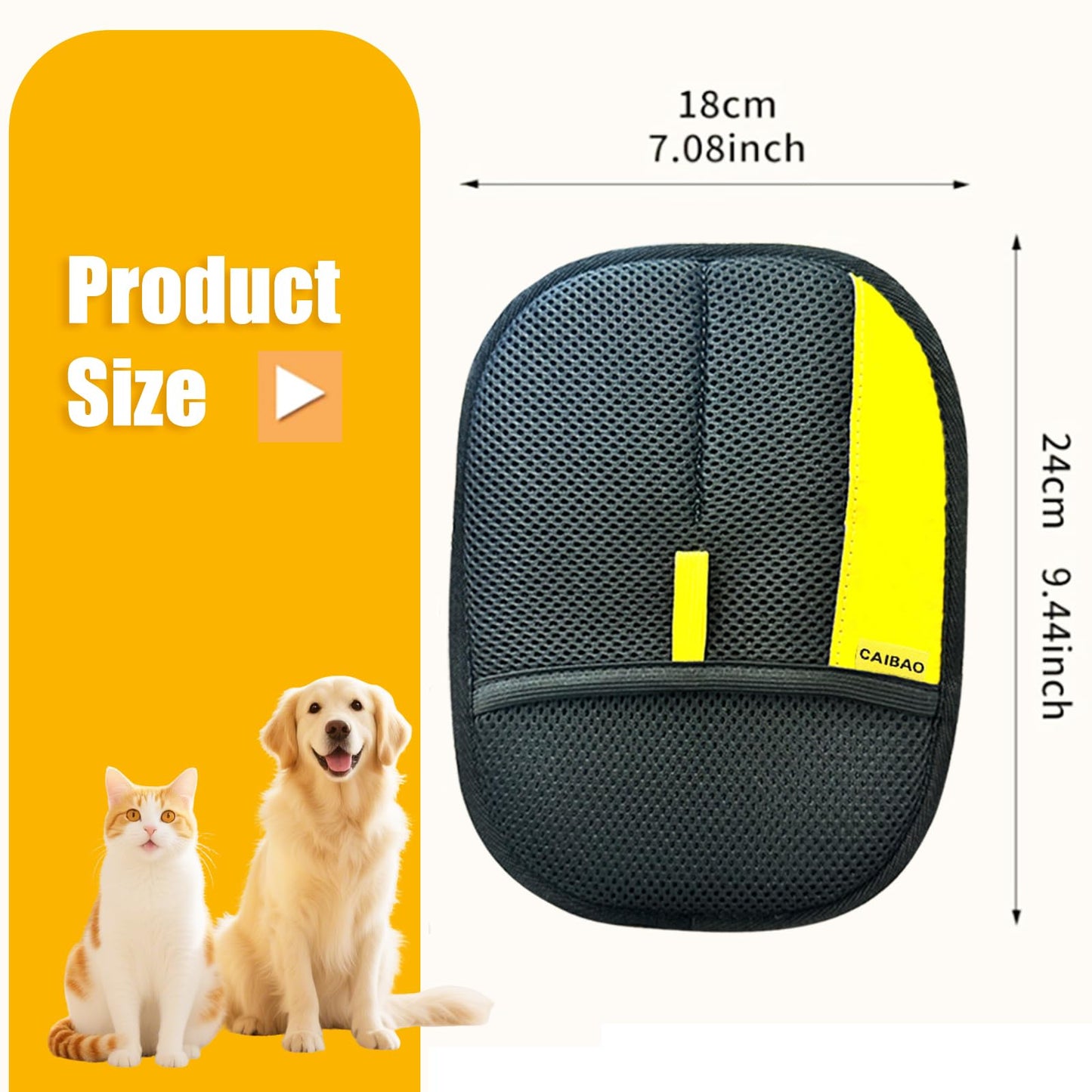 CAIBAO Electrostatic Pet Hair Removal Gloves: Quick Wiping - Reusable & Washable for Sofa Clothing Pet Beds Effortless Cats & Dogs Hair Remover for Busy Pet Owners (1pcs-Black)
