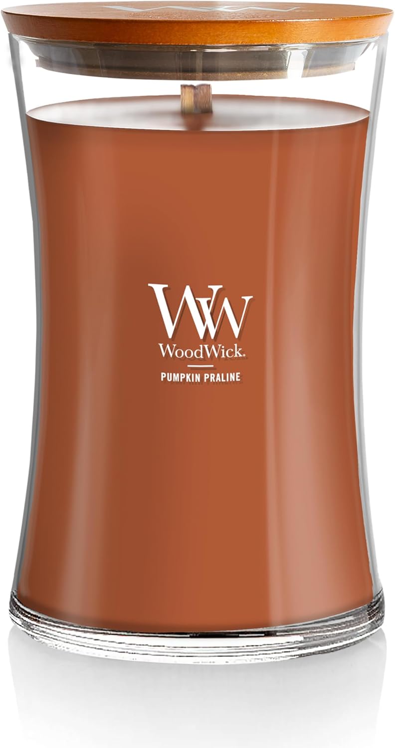 WoodWick Tonka & Almond Milk Candle - 9.7 oz Medium Hourglass with Crackling Wick | Perfect Gift for Men & Women
