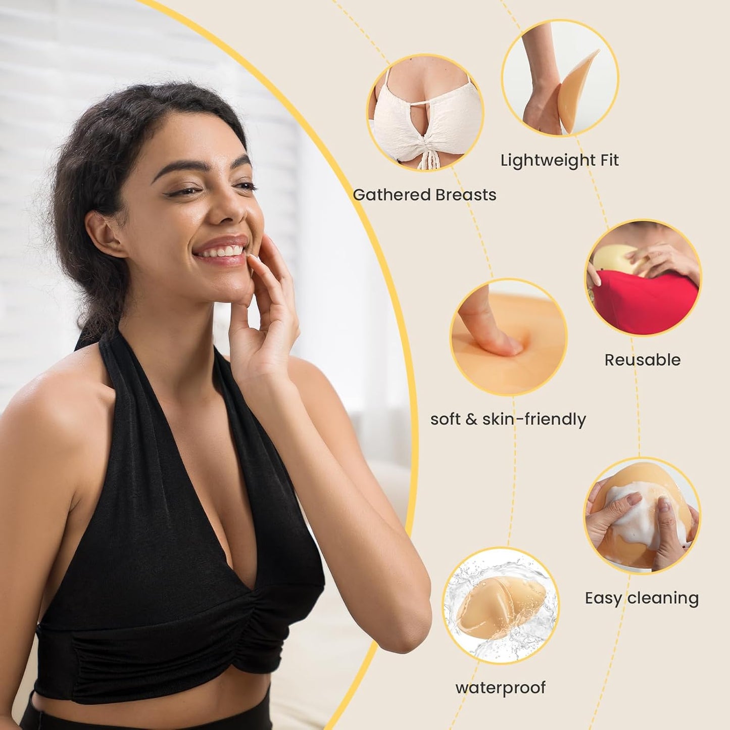 Double-Sided Sticky Bra Inserts - Reusable Ultra Push-Up Lift Pads for Strapless Dresses & Bikinis