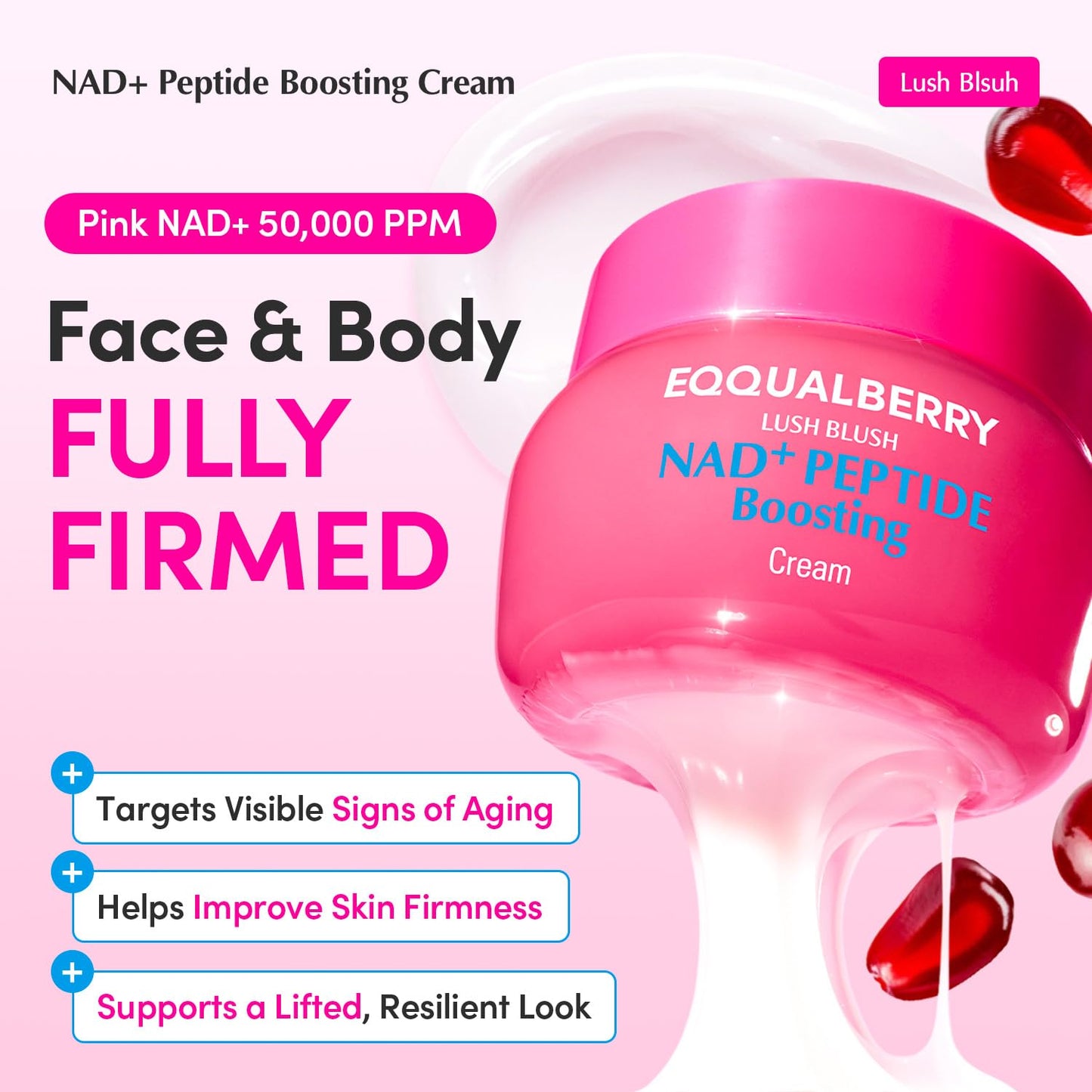 NAD+ Peptide Boosting Cream - Anti-Aging Face & Body Cream with 5% NAD+ & 13 Peptides | Firming Pink Neck Cream (1.69 fl. oz / 50ml)