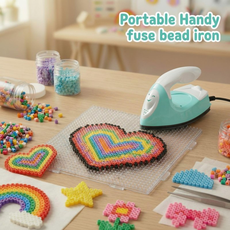 Honoson Mini Craft Iron Mini Heat Press Small Iron 3.93 x 2.36 x 2.76 in Portable Handy Tiny Flatiron with Charging Base Accessory for Fuse Bead Patch DIY Heat Transfer Vinyl(Mint Green)
