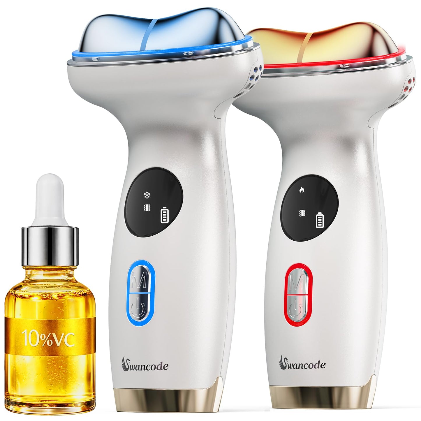 Cold & Heat Red Light Therapy with Serum - 7-in-1 LED Face Sculpting Tool for Depuffing, Sculpting, Lifting, Hot Electric Gua Sha & Cold Depuffing Wand for Face, Neck & Eye Area, Face&Neck Massager