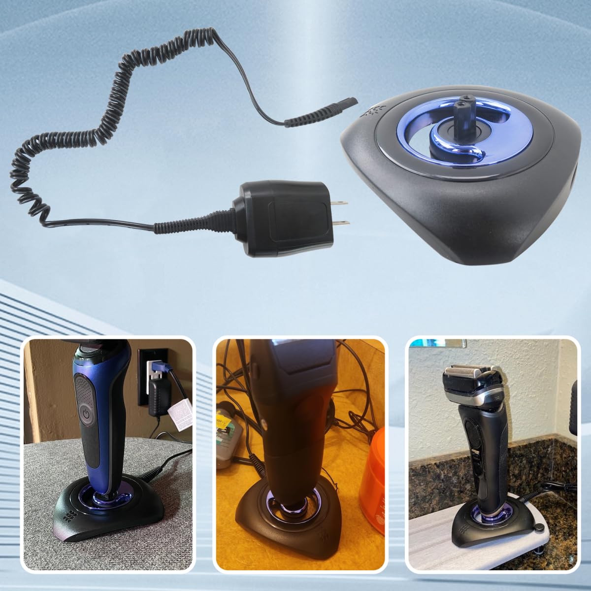 LO MERECES Shaver Charger and Charging Stand for Braun Series 9 8 7 5 3 6, Charger Base for Braun S3 S6 S7 S8 S5 S9 Electric Razor Replacement for Braun Trimmer Charging Dock