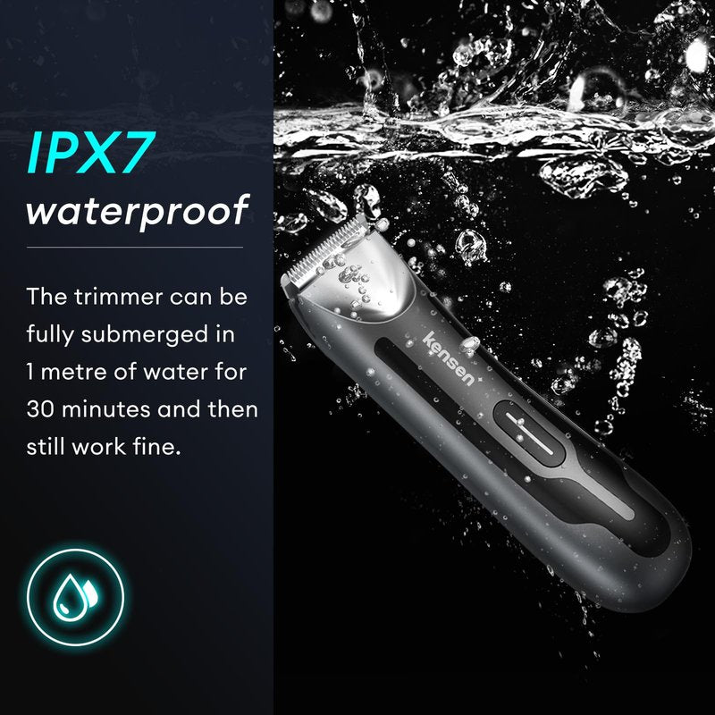 kensen Body Hair Trimmer for Men - Groin & Pubic Hair Trimmer with Ceramic Blades, Manscape Body Shaver for Men with LED Light Ball Shaver IPX7 Waterproof Wet/Dry Rechargeable Body Trimmer Mens Gift