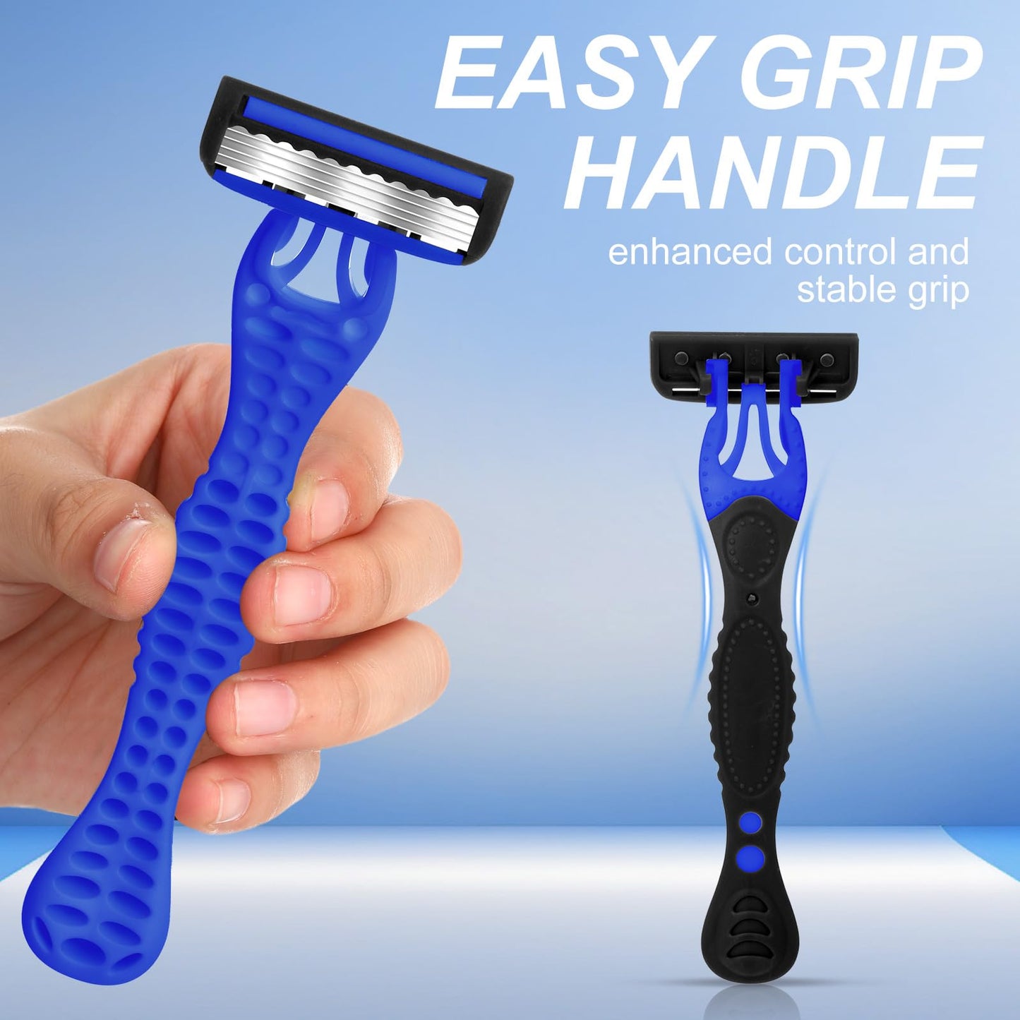 Leriton 15 Pcs Sensitive Men's Disposable Razors Bulk 5-Blade Disposable Head Razor for Sensitive Skin for Hotels, Travel, Business Trips, Gyms, SPA, Donations, Gifts, Etc.