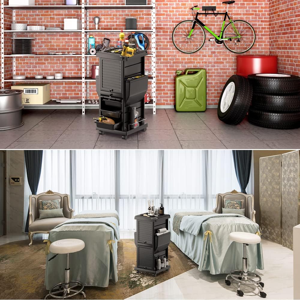 Professional Locking Hair Salon Trolley - Rolling Cart with 6 Drawers for Easy Storage