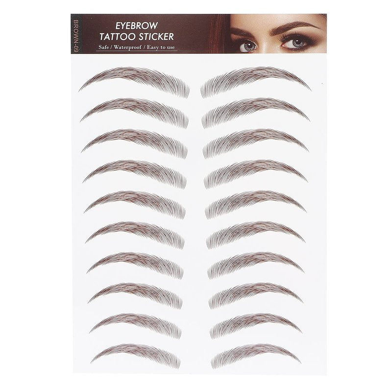 6D Eyebrow Sticker Professional Eyebrow Transfer Sticker Eyebrow Makeup Tool for Women and Girls (Brown)(BROWN-09)