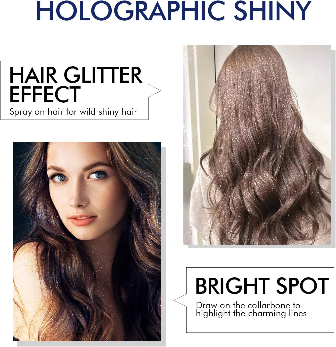 Body Glitter Spray - Long-Lasting Silver Glitter for Hair & Body | Quick-Drying 2.11 Fl Oz for Festivals & Raves