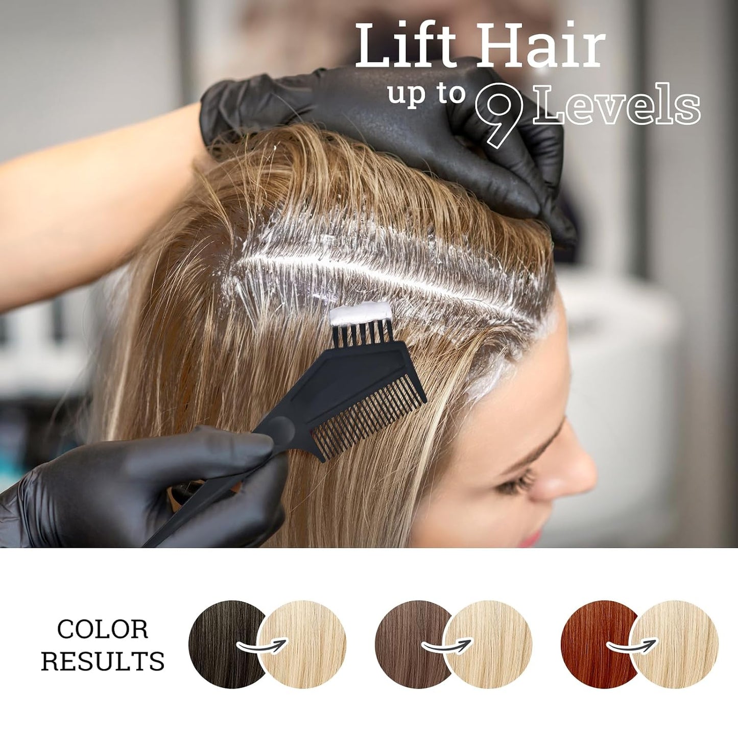 Hair Bleach Kit - Dark Hair Lightener with Protecting Mask | Lifts Up to 8 Shades, Complete Set with Bowl, Brush, Gloves & Cap