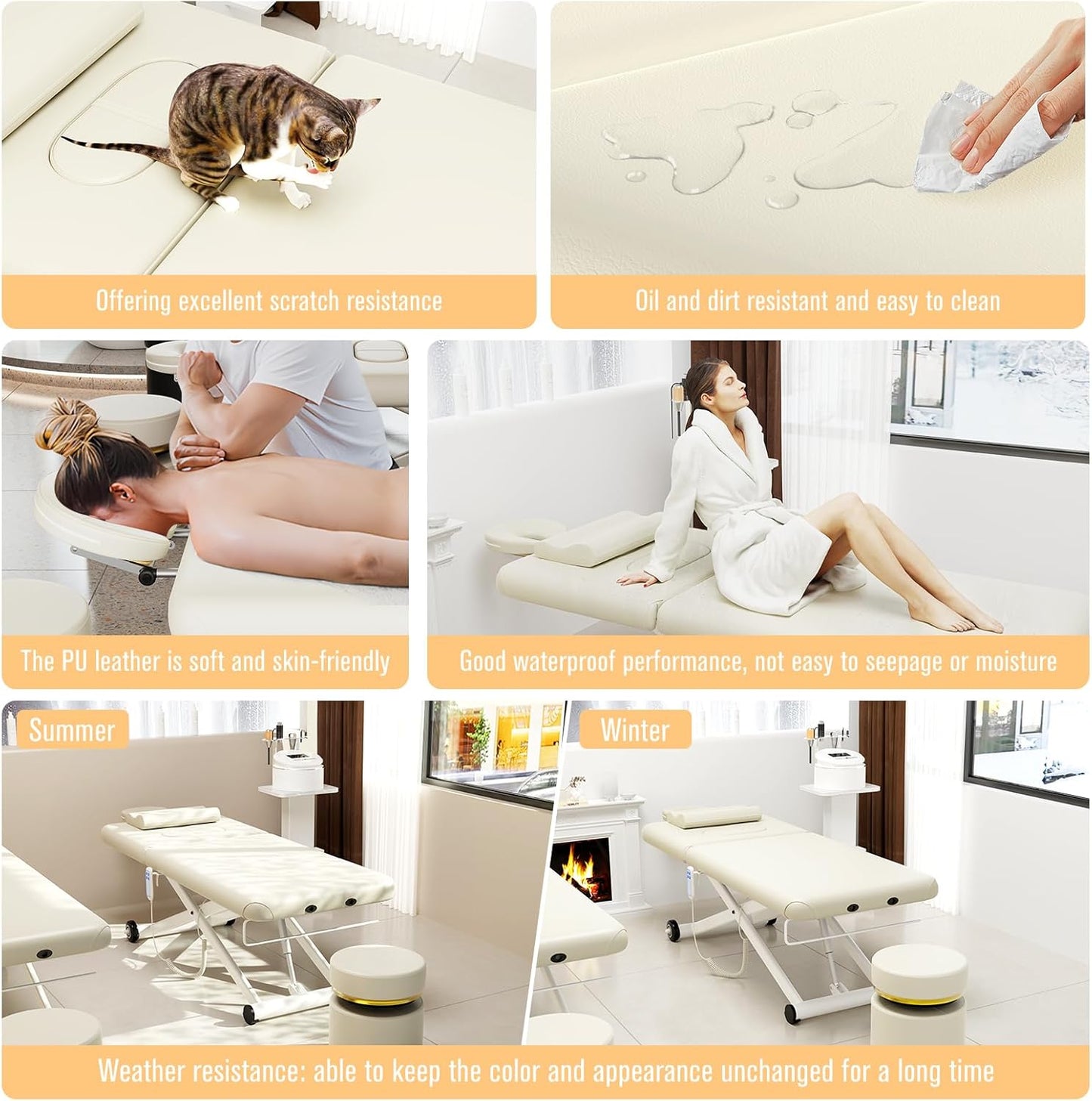 Electric Massage Table - Heavy Duty 2 Motor Adjustable Lift for Spa & Treatment | 31.2" Wide x 75" Long, White