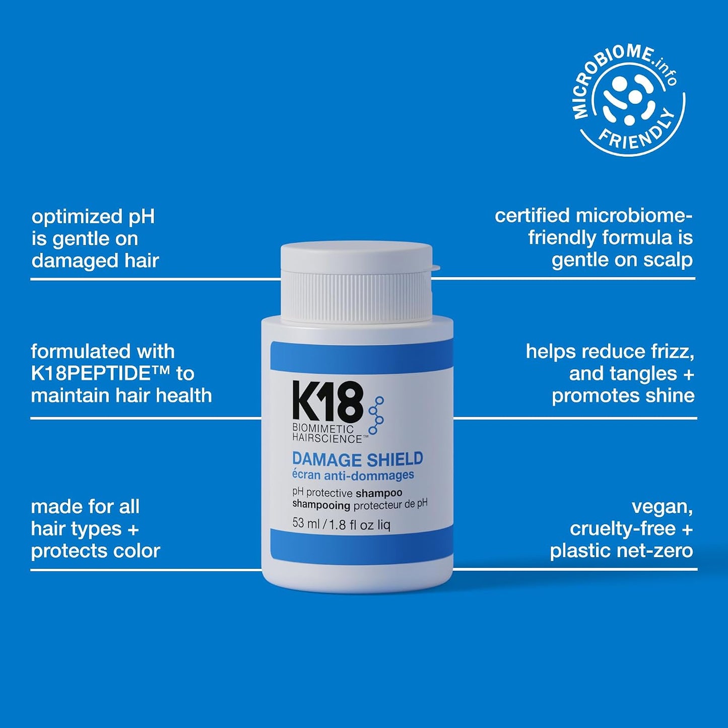 K18 Damage Shield Shampoo & Conditioner Set - Smoothing & Protective Formula for Healthy Hair | 1.8 Fl Oz x2