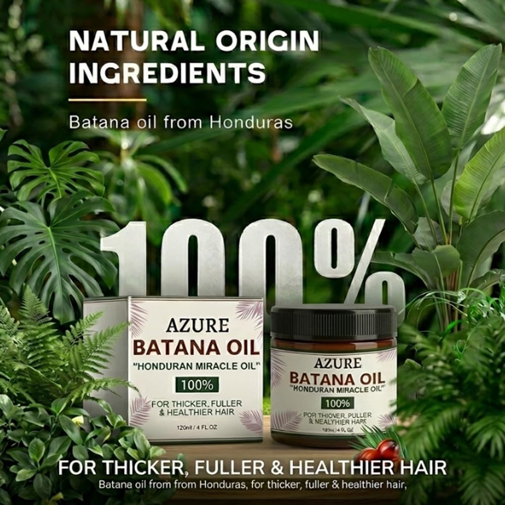Azure Batana Oil for Hair Growth, Nature Pure Batana Oil for Hair Growth, Effective Hair Care With Promotes Hair Thickness & Good Texture (2P)