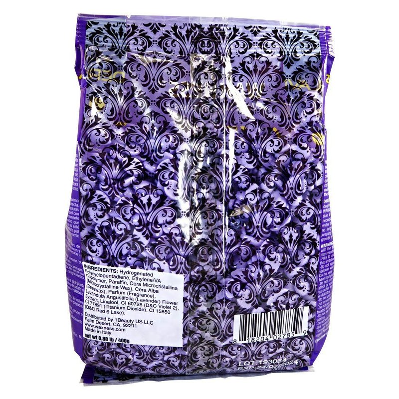 Waxness Lavender Face Hard Wax Pack of 2 x 0.8 lb (400 g) – Creamy Stripless Hard Wax for Sensitive Skin, Face, Bikini, Synthetic Resin Formula, Gentle Hair Removal – Made in Italy