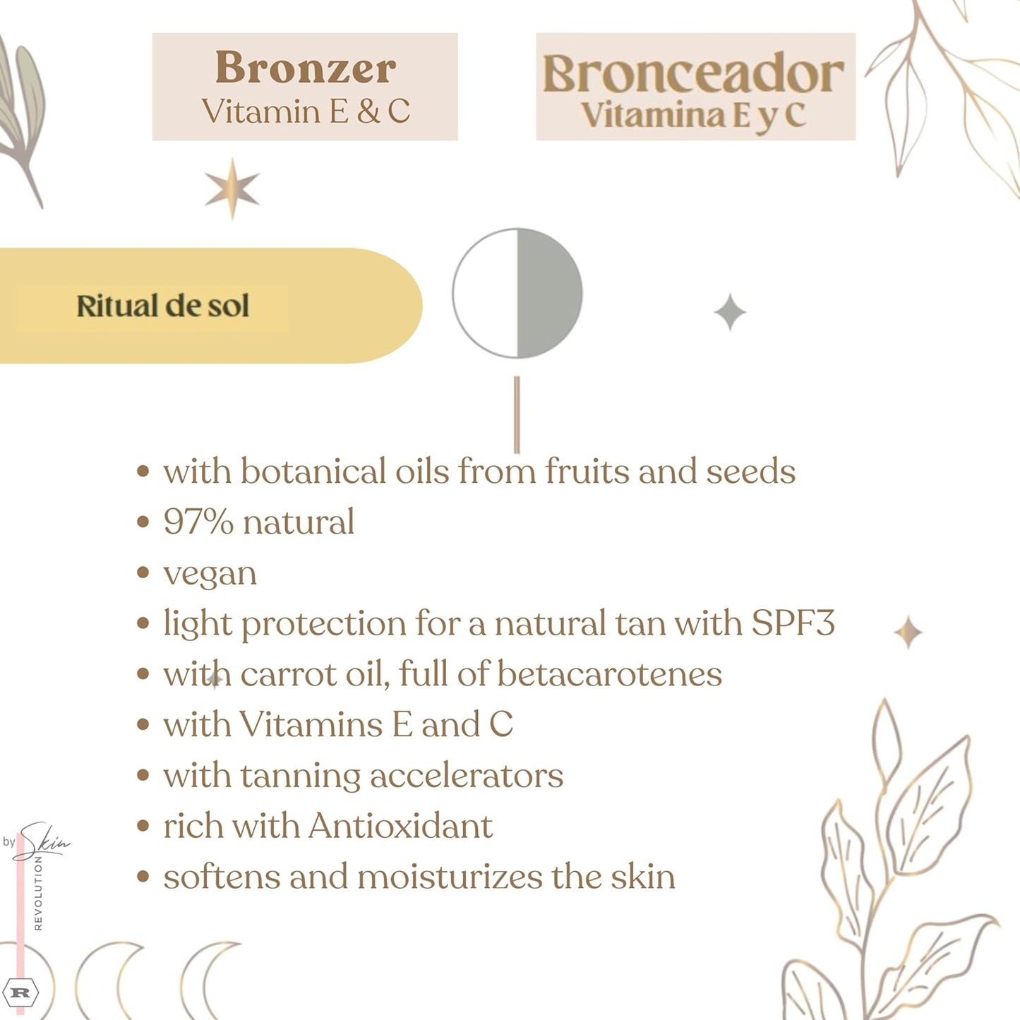 Ritual Botanico Bronzer with Carrot Oil - SPF3 Tan Accelerator for Glowing Skin | 240ml/8.16 fl oz