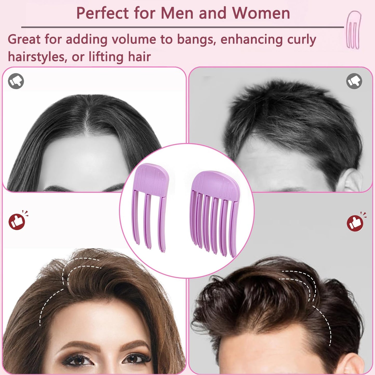 Hair Volume Clip - 2 Pack No-Crease Volumizing Tool for Fluffy Hairstyles | Root Lifting Boosters for Men & Women