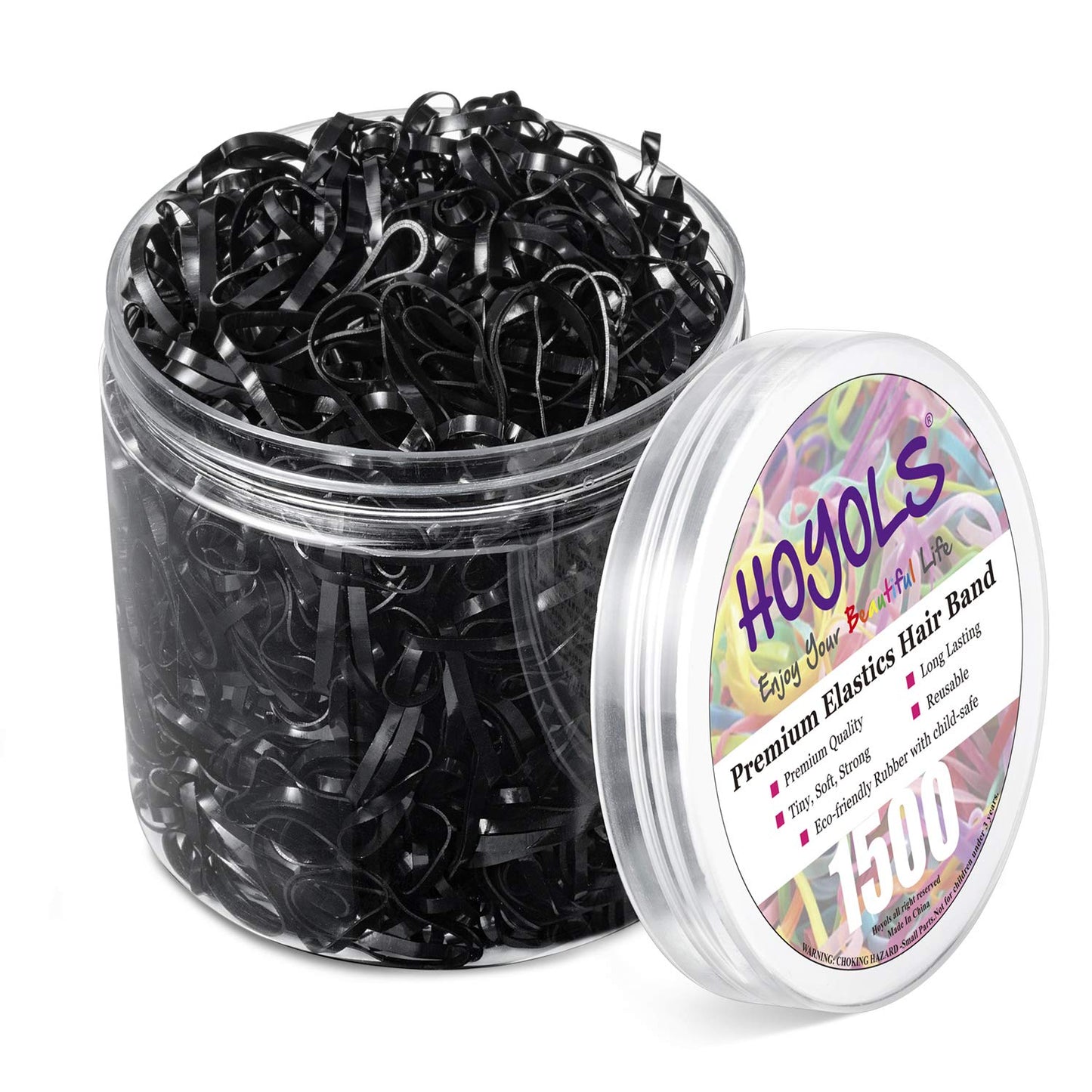 Clear Elastic Hair Rubber Bands - 1500 Mini Ponytail Holders for Kids | No Crease, 1 Inch TPU
