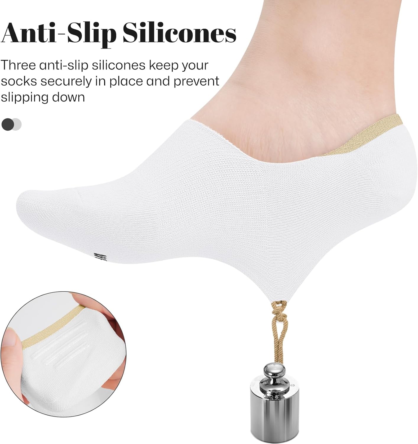 No Show Socks for Women - Non-Slip Flat Boat Line | 4-8 Pairs Available