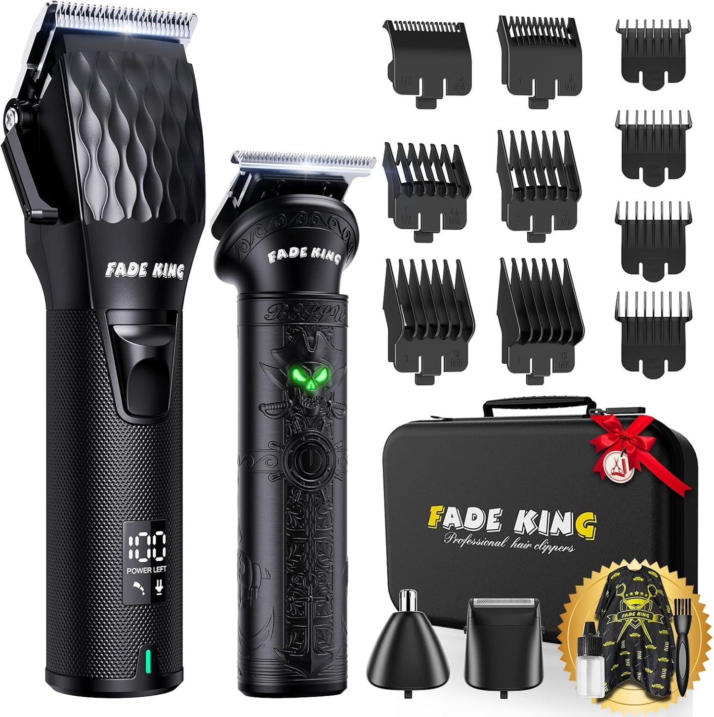 FADEKING® Professional Hair Clippers - Cordless Barber & Beard Trimmer Set | Complete Men's Grooming Kit
