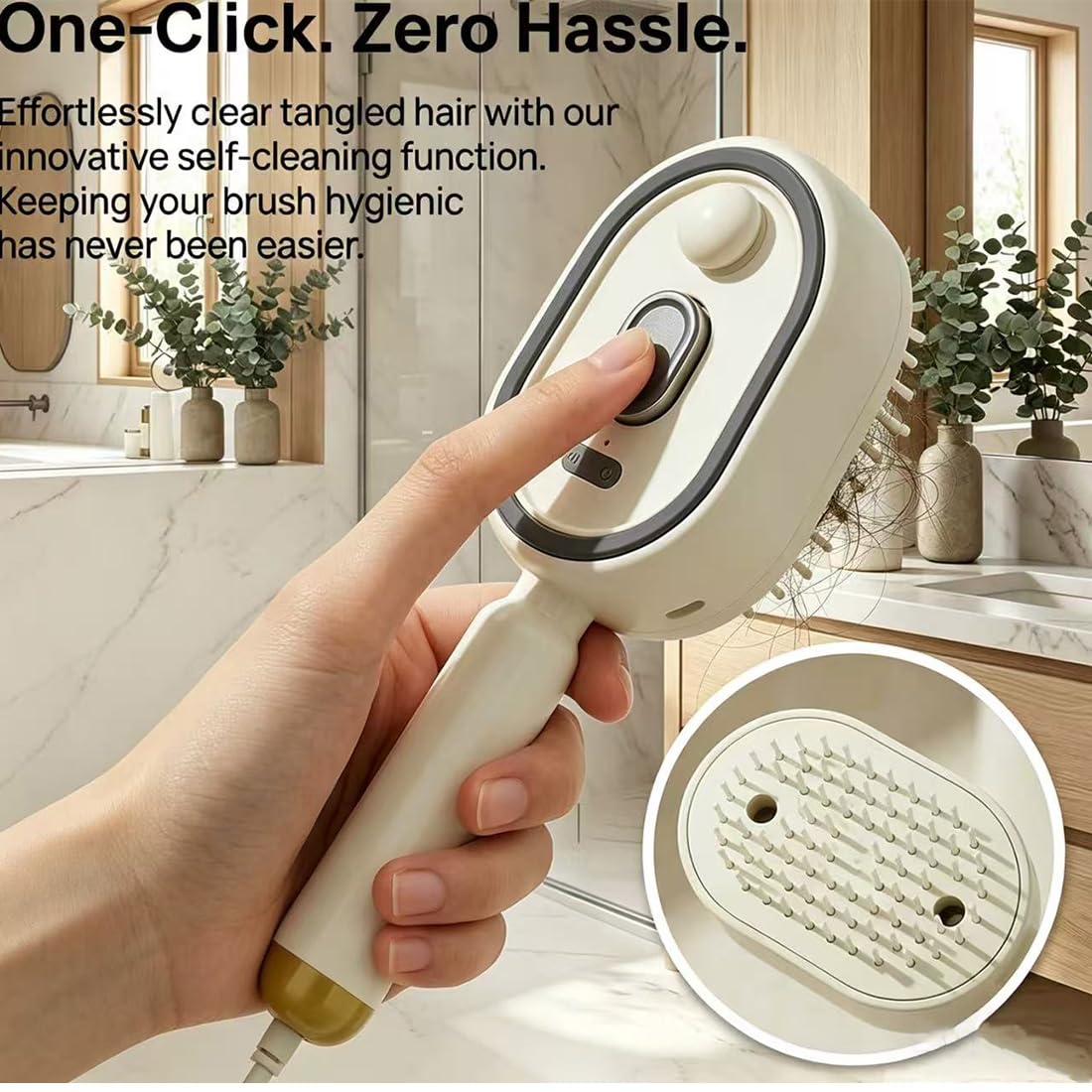 LUGLIEO Electric Spray Air Cushion Message Comb, Rechargeable 3-in-1 Misting Hair Brush with Water Spray, Anti-Static & Detangling Electric Steam Brush for Women Girls Home Spa (2PCS-B23)