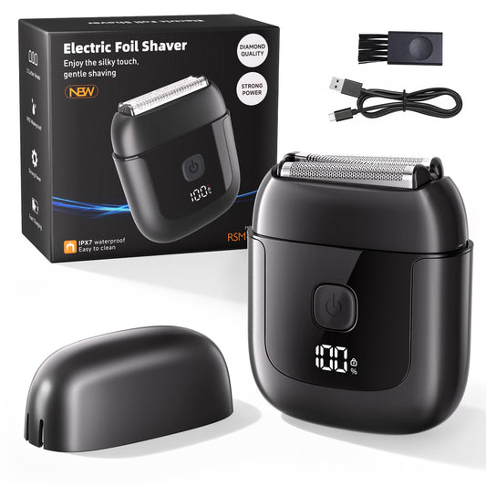 Electric Foil Shavers for Men: Mini Electric Razor with 3 Floating Blades, IPX7 Waterproof Foil Shaver, USB-C Rechargeable Shavers for Men with Travel Lock, Compact Grooming Gift for Home & Travel
