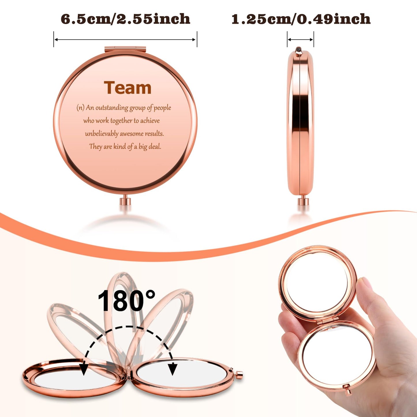 Best Team Ever Gift Compact Mirror Team Appreciation Gifts for Coworkers Employee Appreciation Gifts Christmas Team Gift for Team Staff Volunteer Coworkers Teamwork Presents Folding Makeup Mirror