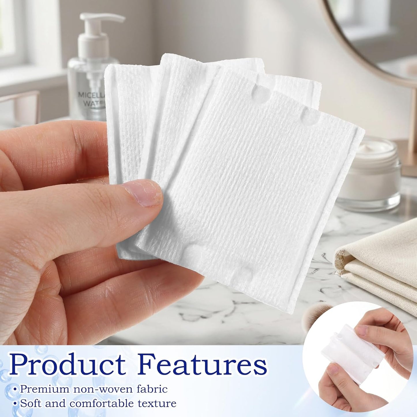 200 Pcs Soft Cotton Makeup Remover Pads - Versatile Facial Cleansing & Toner Application | Wet or Dry Use
