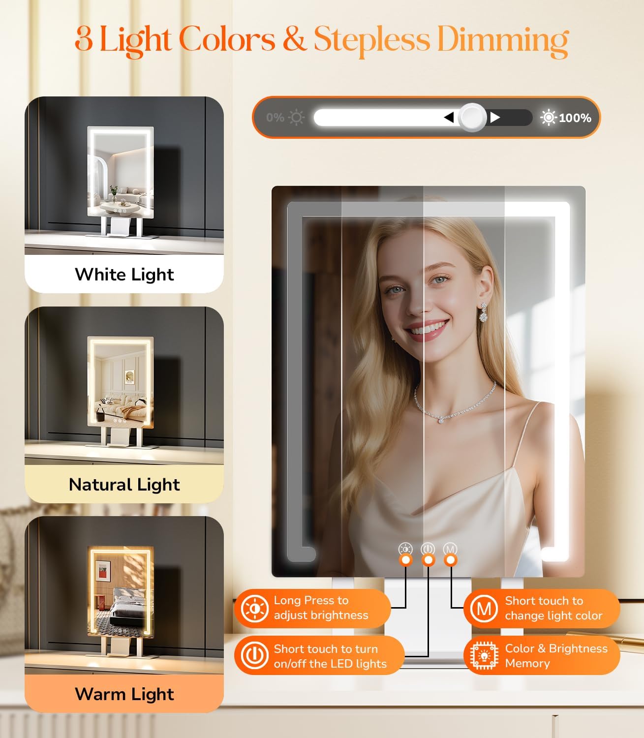 Lighted Makeup Mirror - Hollywood Rechargeable Vanity Mirror with 5X/10X Magnification & Dimmable Lighting | 11”x16.8” LED Tabletop Design
