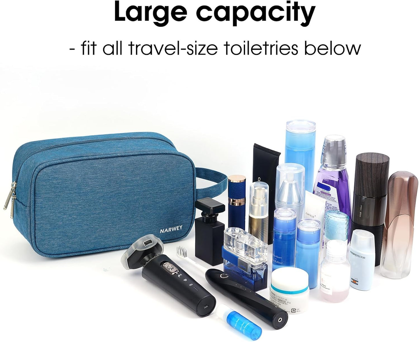 Travel Toiletry Bag for Women & Men | Dopp Kit for Cosmetics & Toiletries - Navy Blue