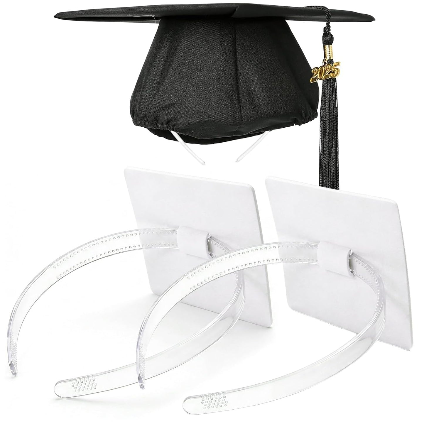 Graduation Cap Headband Insert - Clear White Anti-Fall Hair Band | Secure Grad Cap Holder for Students and Girls