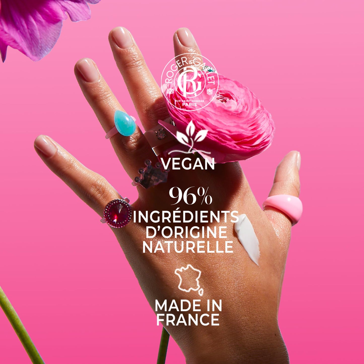 ROGER & GALLET Hand & Nail Cream, Hydrating Moisturizer for Dry Skin & Cuticles with Shea Butter & Almond Oil, Non-Greasy Formula (Rose | 1 oz)
