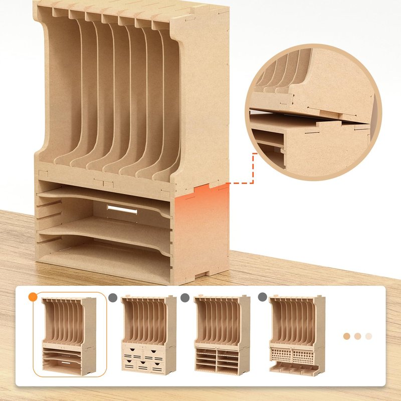 Bucasso Parts Shelf for Gundam, DIY Model Making Accessories, MDF Material, Wooden Runner Stand for Hobby Model Making Parts, GK7