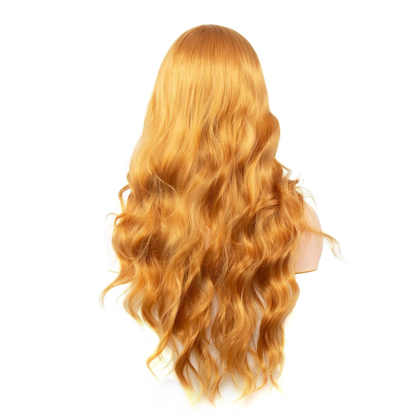 Honey Blonde Wigs for Women - 26 Inch Long Wavy Curly Synthetic Wig with Bangs | Heat Resistant Cosplay Style