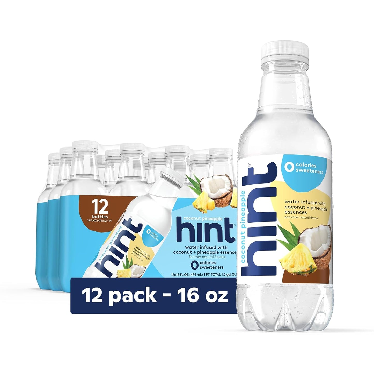 Hint Infused Bottled Water Variety Pack - Sugar-Free, Zero Calorie Natural Flavors | 16 Fl Oz (Pack of 12)