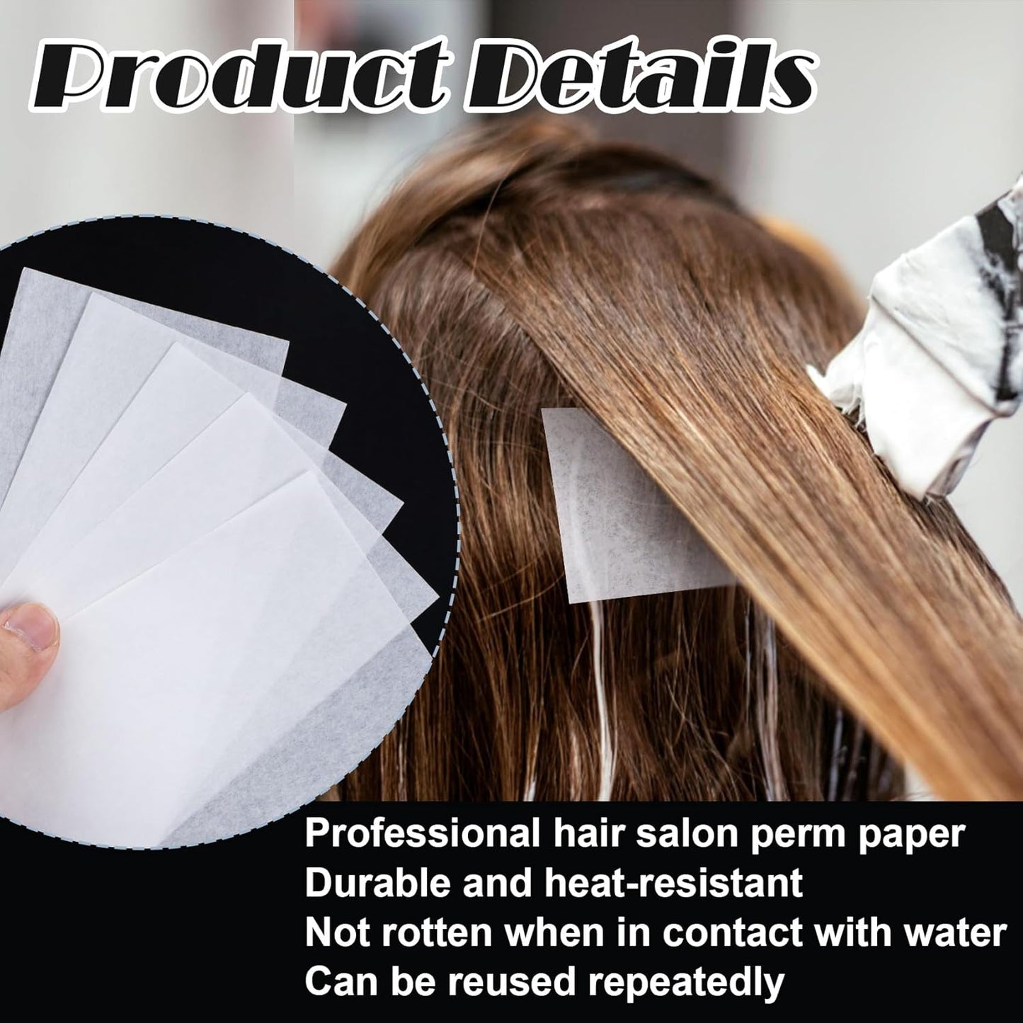 Perm Paper for Hair | 100PCS High-Temperature Resistant Disposable Wraps - White, 2 Sizes for Professional & Home Use