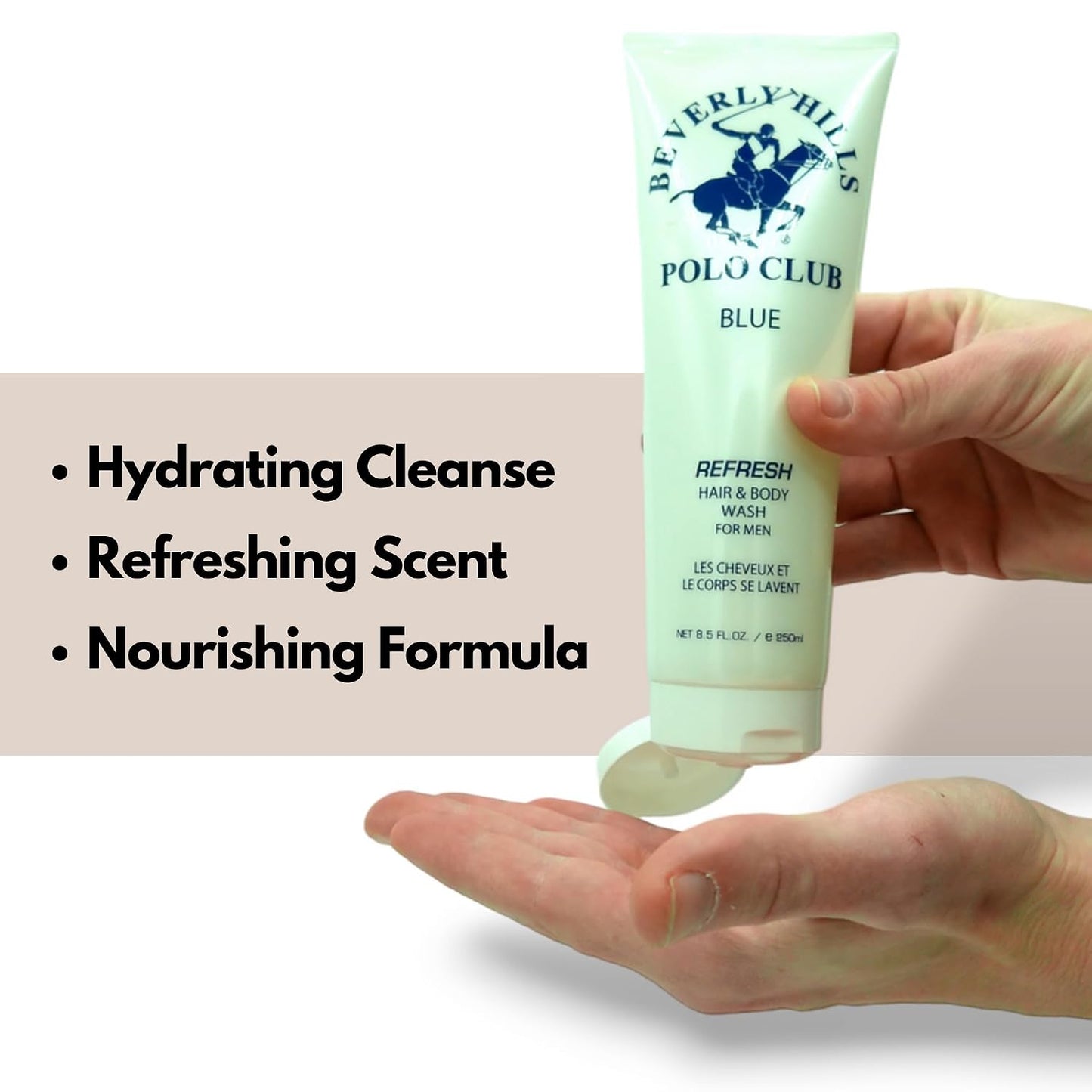 Men's Hair & Body Wash - Refreshing Cleansing Formula | Luxury Designer Scents - Long-Lasting Fragrance (Blue)