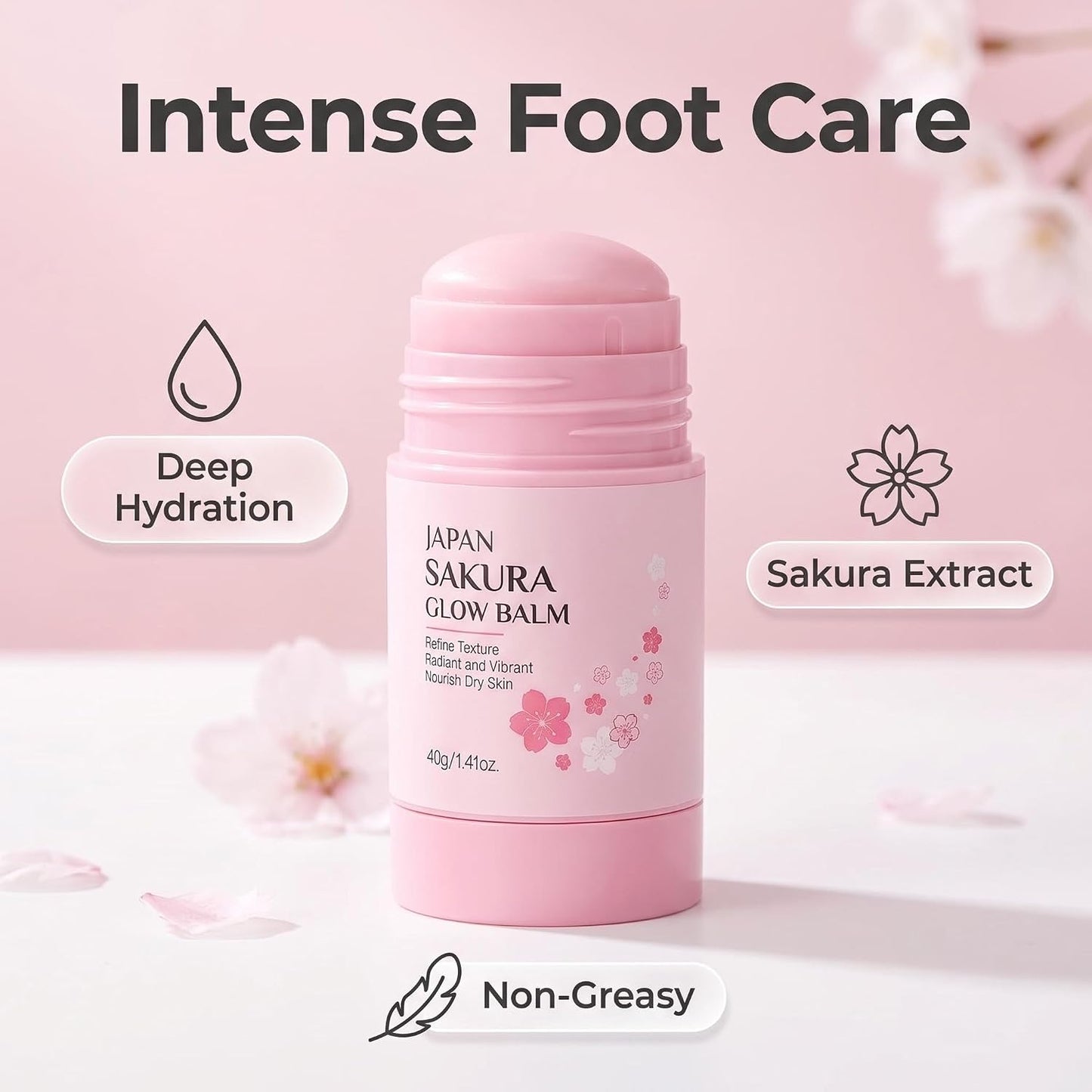 Sakura Foot Heel Stick - Deep-Repair Anti-Aging Balm with Shea Butter | Cracked Heel Treatment for Feet, Hands & Elbows