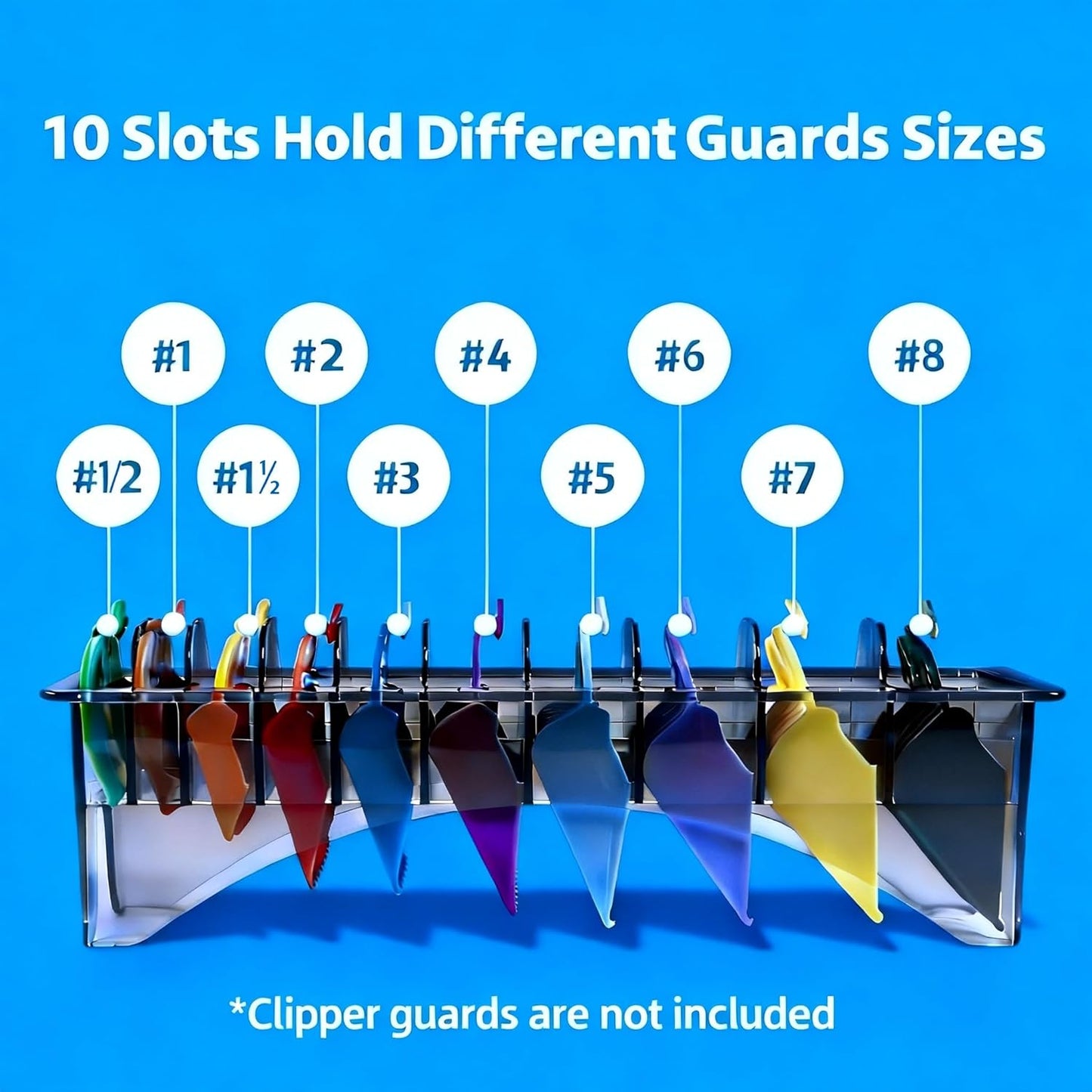 Clipper Guard Holder Organizer - 10 Slot Design, Durable Black Polycarbonate