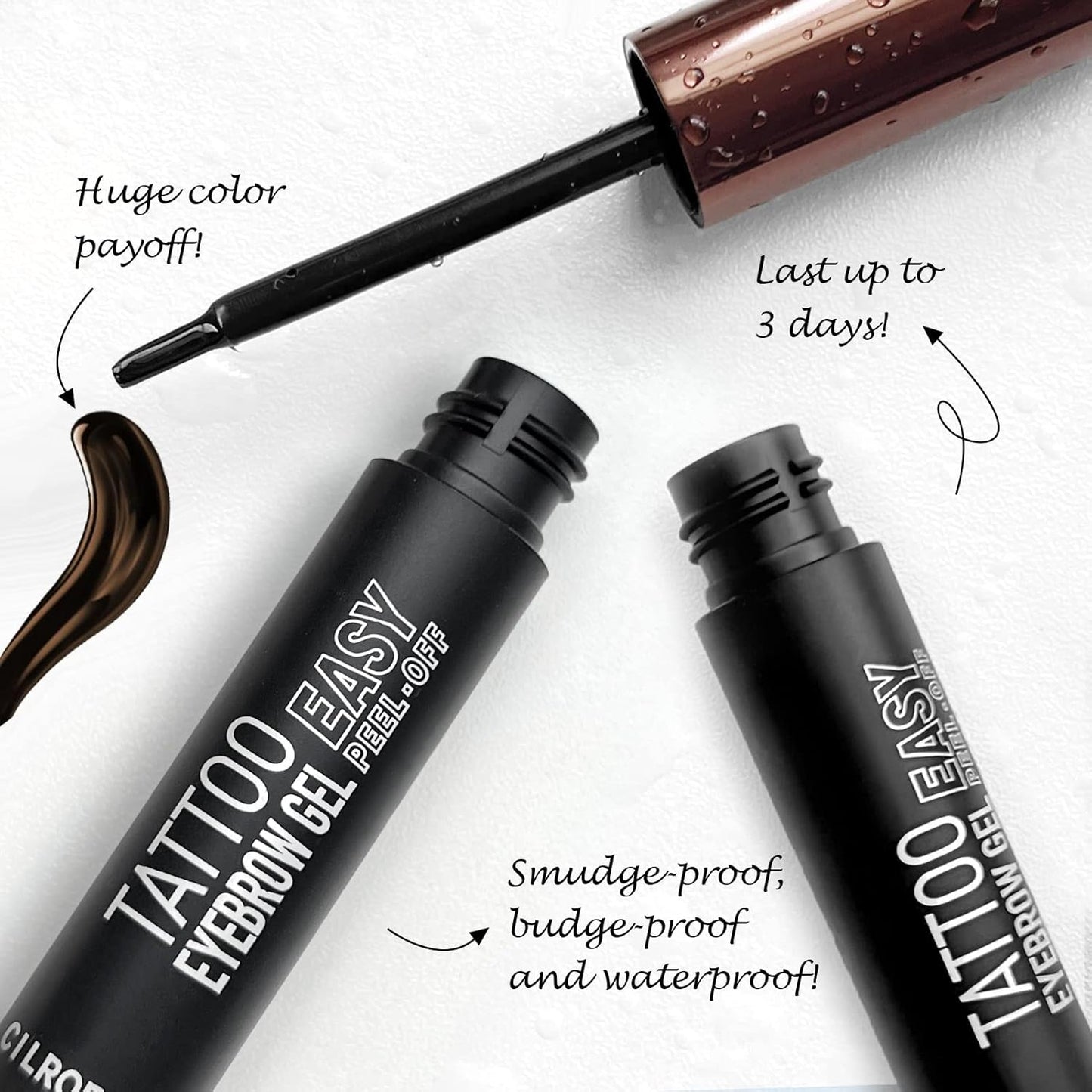 Tattoo Brow Peel Off Gel - Waterproof & Transfer-Proof for Fuller Brows | Brown (2 Pack)