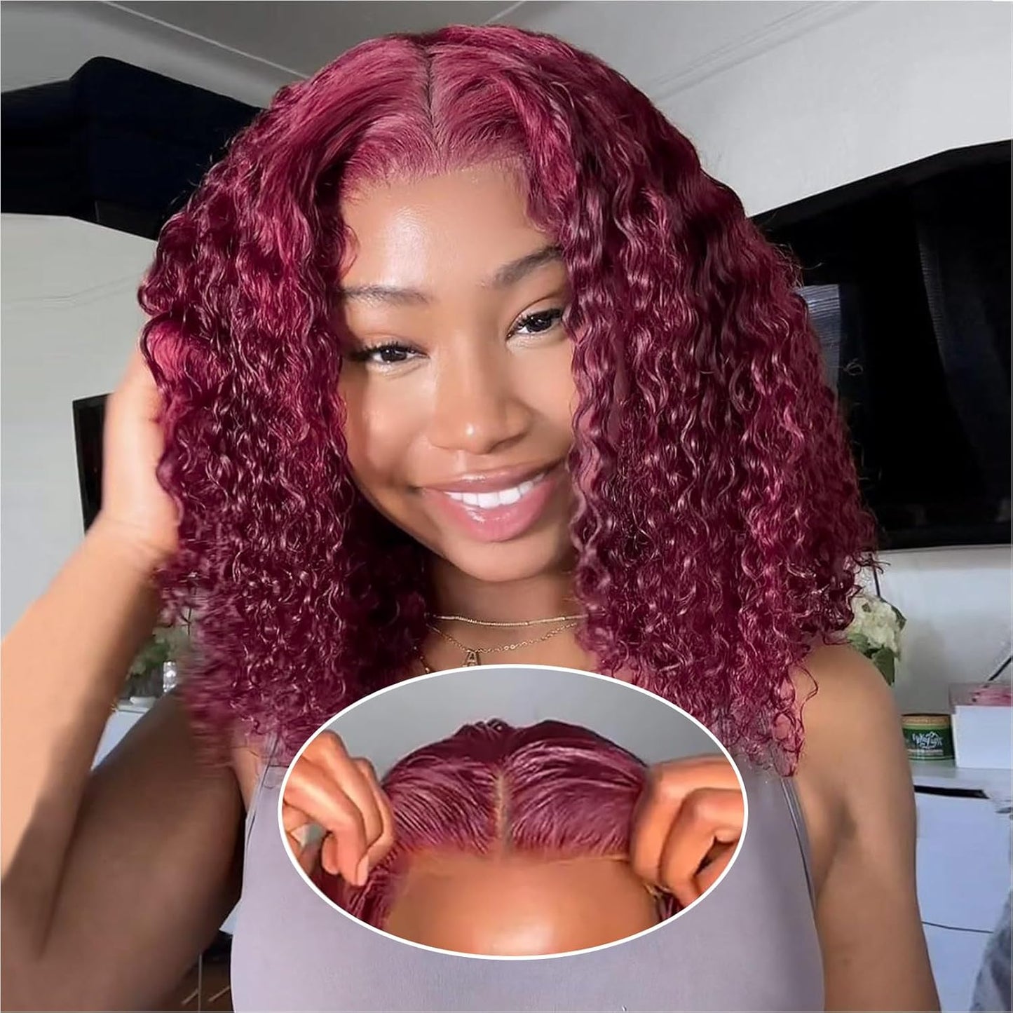 Curly Bob Wig - 200% Density Deep Wave Human Hair | 5x5 HD Lace Closure, 18 Inch, Black for Women
