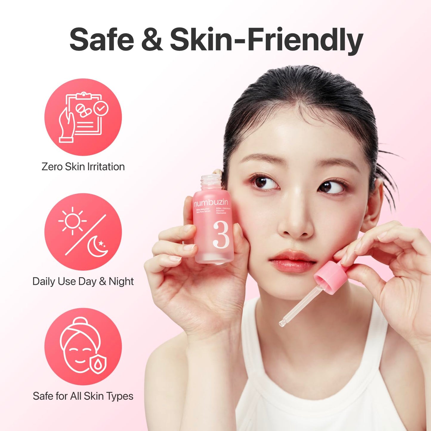 numbuzin No.3 Bifida Bakuchiol Zero Pore Serum - Pore Minimizing & Tightening, Texture Smoothing, Helps Even Skin Tone with Kojic Acid, Gentle Retinol Alternative for Sensitive Skin, 1.01 fl oz