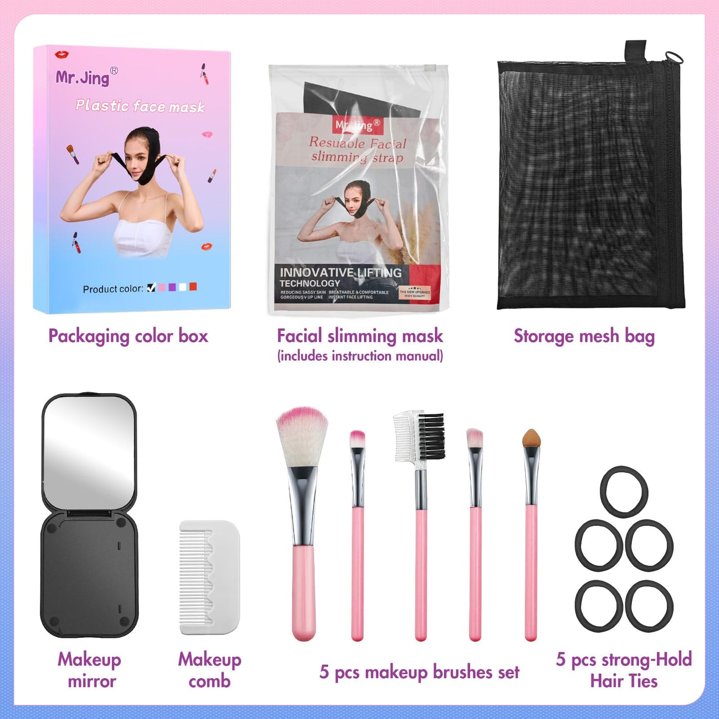Face Slimming Strap, Double Chin Reducer Band, Graphene V-Line Mask Chin Up Mask V Shaped Face Mask Chin strap for sleeping, V-Line Lifting Mask for Women, Black,Medium