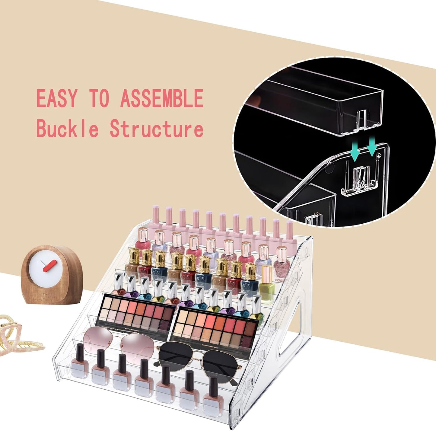 Nail Polish Organizer Rack - 7 Layers Clear Display Holder for Makeup, Sunglasses & Essential Oils | Versatile Storage Case