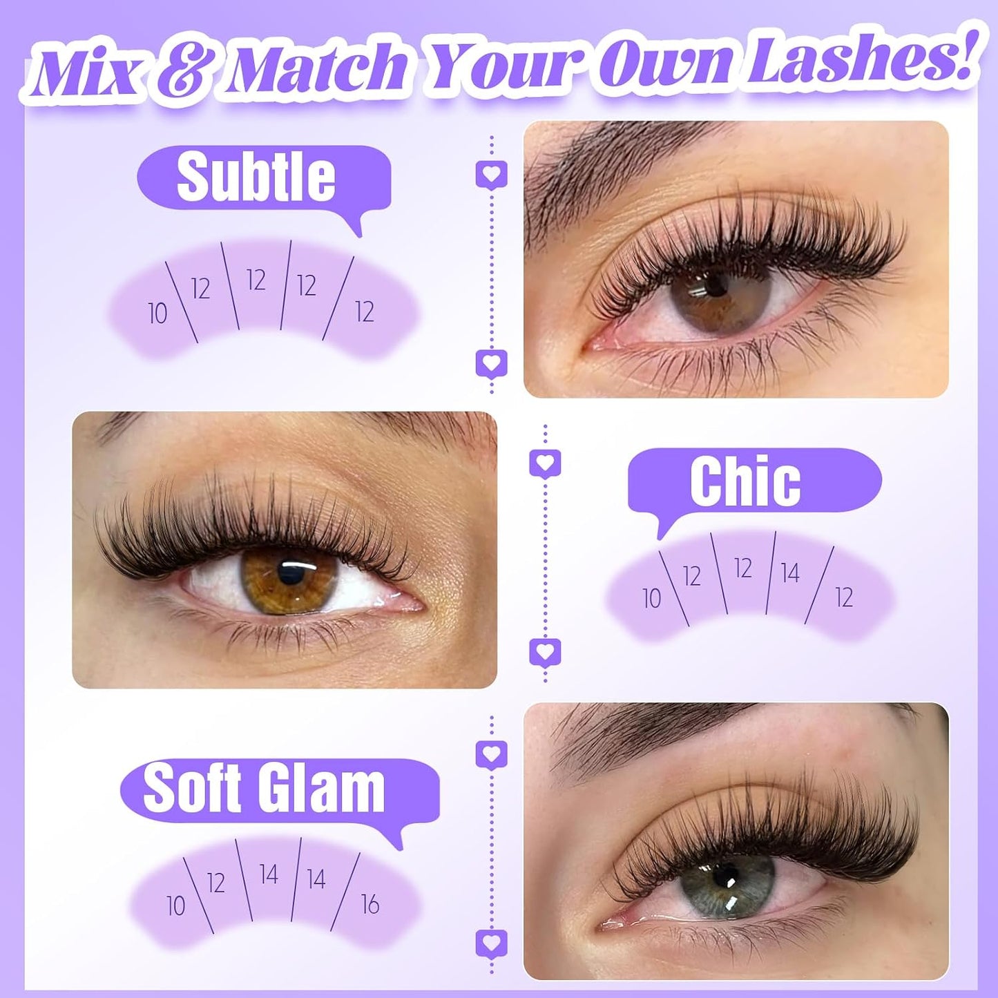 Natural Lash Clusters - Wispy Eyelash Extensions with Invisible Band | C Curl, 10-16mm, Easy DIY Application