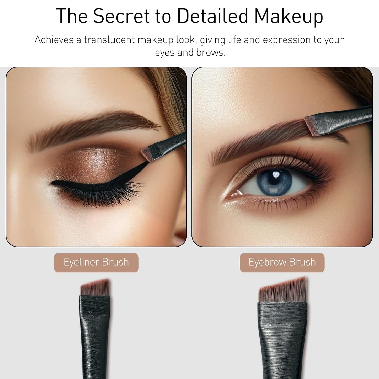 Fine Angled Eyeliner Brushes - 4 Pack Ultra Thin Slanted Design for Precise Application | Black