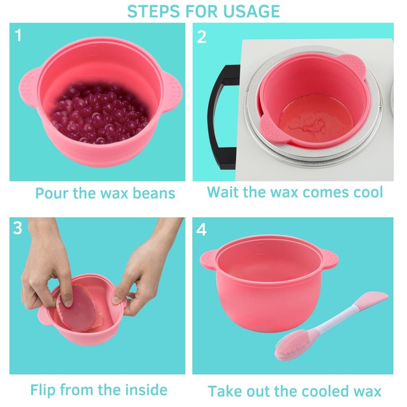 Silicone Wax Warmer Liner with Spatula, 16.9 oz Melting Pot for Hair Removal on Arms, Legs, Face and Body - 2Pcs Set