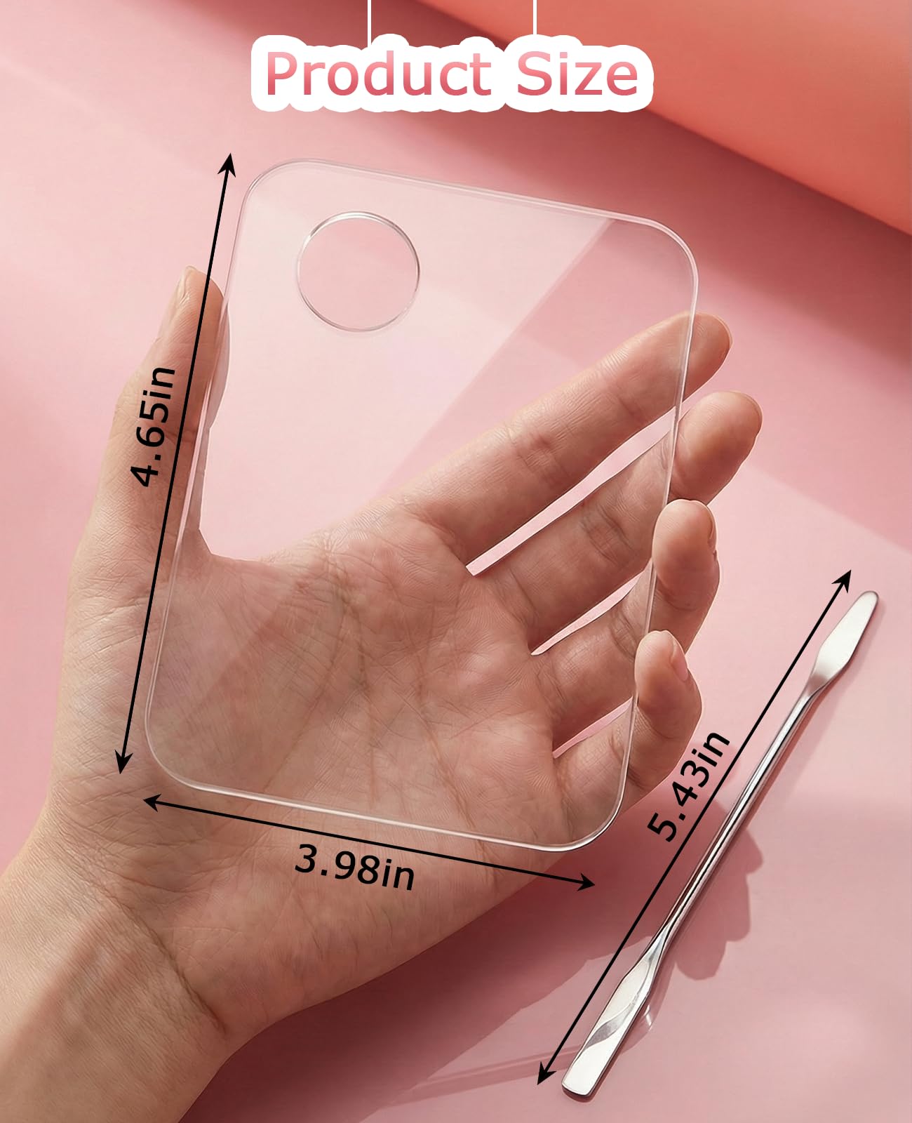 Geyynow 8 PCS Acrylic Nail Art Palette, Transparent Nail Polish Mixing Plate with Stainless Stirring Rod