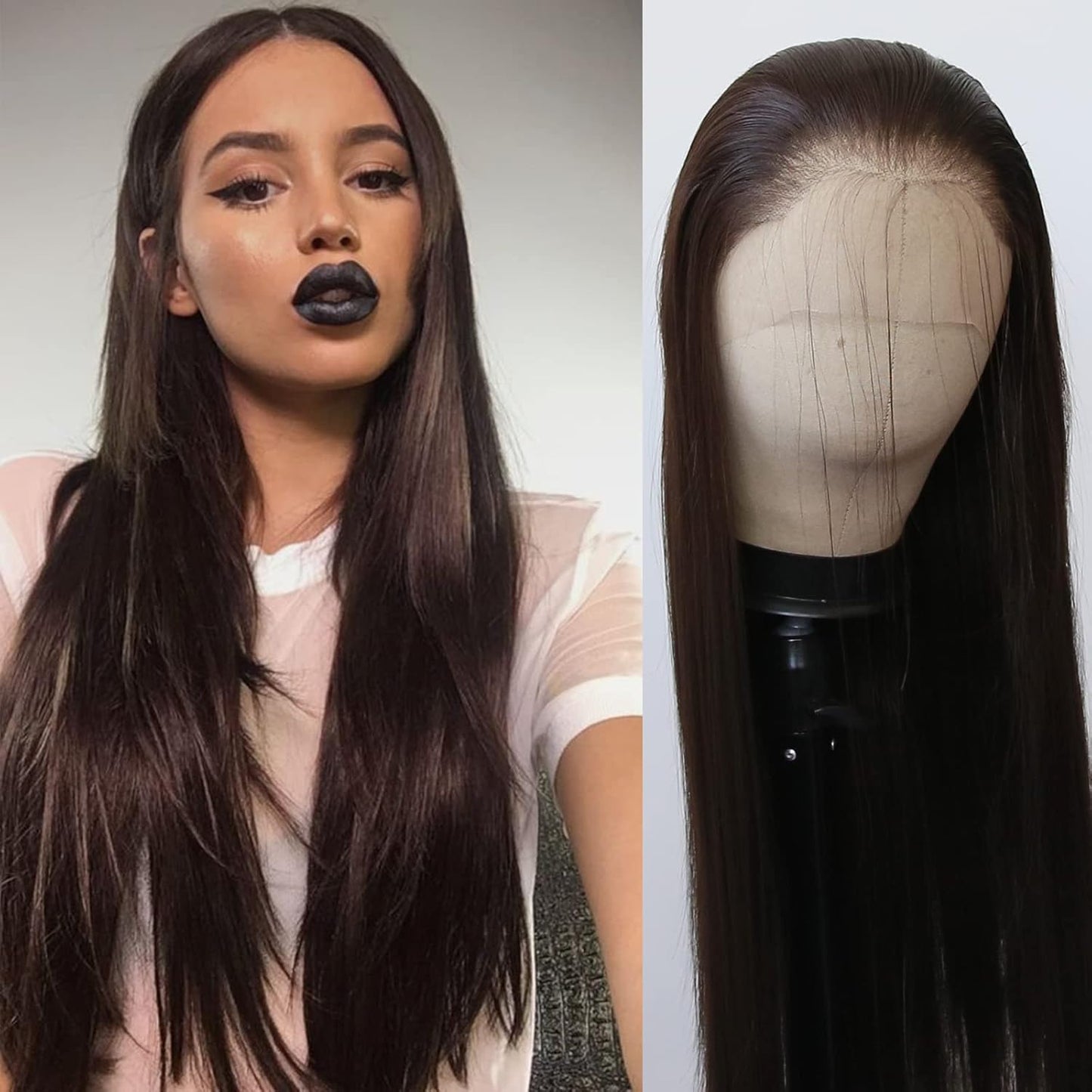 99J Burgundy Lace Front Wig - Long Straight Synthetic Hair, Pre-Plucked Natural Hairline for Black Women | Heat Resistant Fiber, Daily Wear